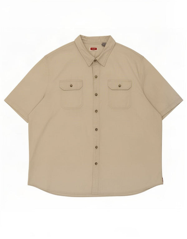Wrangler Herren Kurzarmhemd 3XL Beige Baumwolle