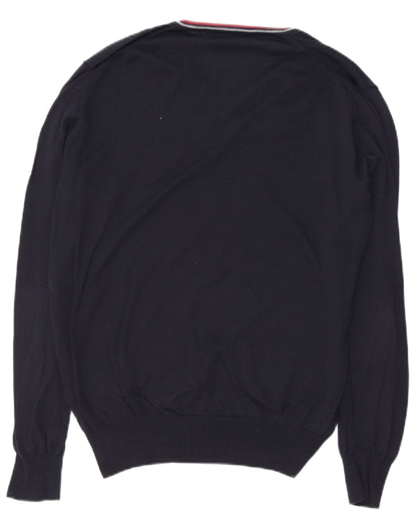 Fred Perry Herren-Pullover mit V-Ausschnitt, XL, marineblaue Baumwolle