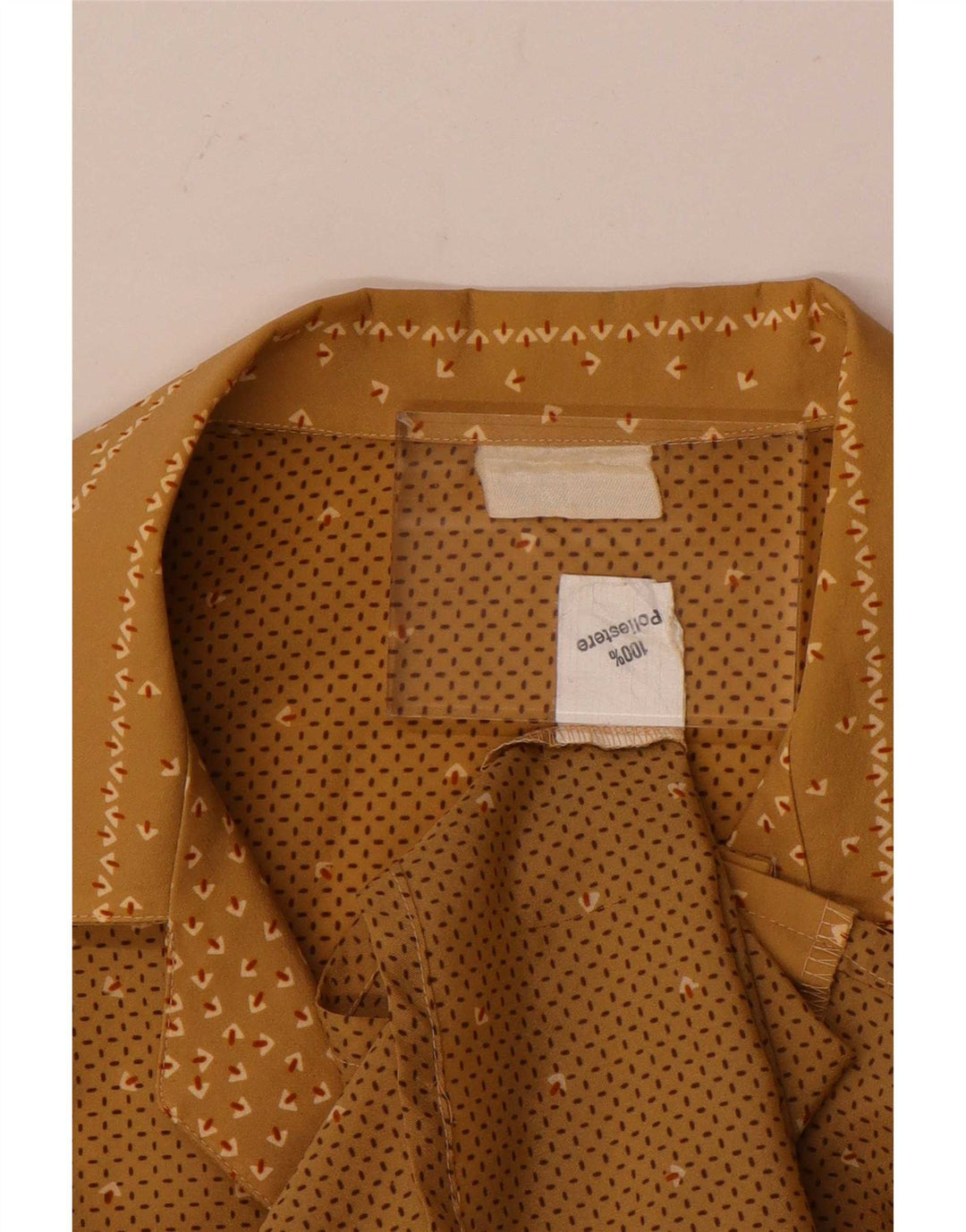 Vintage Damen Hemdbluse UK 14 Großes braunes geometrisches Polyester