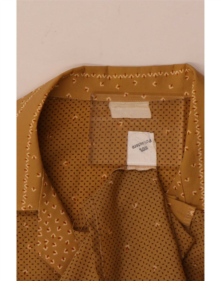 Vintage Damen Hemdbluse UK 14 Großes braunes geometrisches Polyester