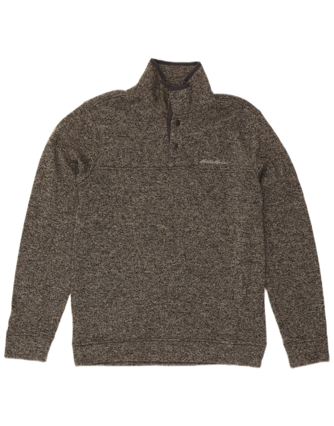 Eddie Bauer Herren-Sweatshirt mit Knopfkragen, klein, grau geflecktes Polyester