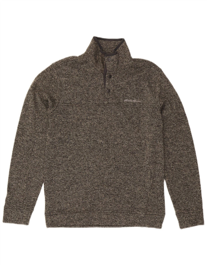Eddie Bauer Herren-Sweatshirt mit Knopfkragen, klein, grau geflecktes Polyester