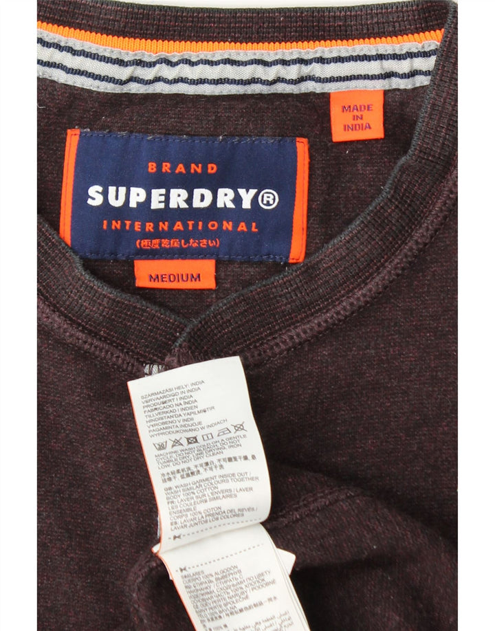 SUPERDRY Herren-Oberteil aus Baumwolle mit langen Ärmeln, mittleres Burgunderrot