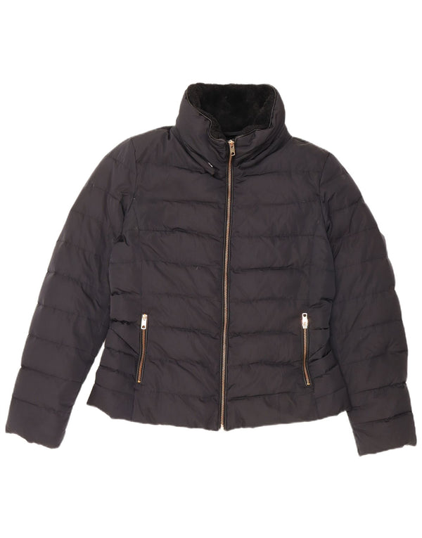 Zara Damen Wattierte Jacke UK 14 Large Marineblau