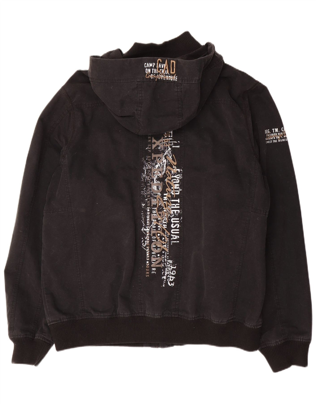 Camp David Herren-Bomberjacke mit Grafik, UK 42, XL, schwarze Baumwolle