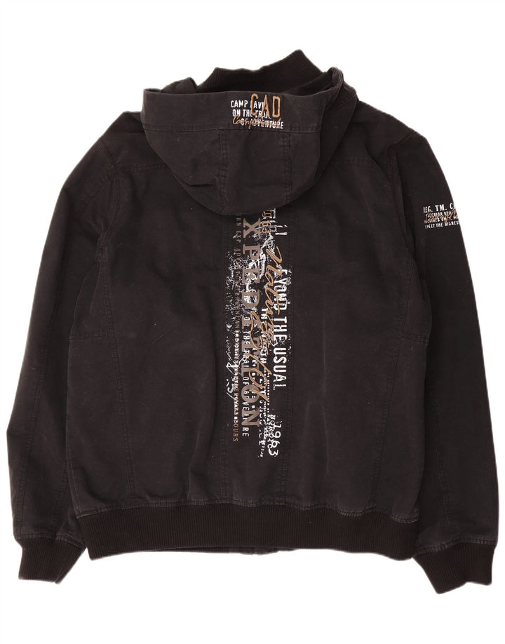 Camp David Herren-Bomberjacke mit Grafik, UK 42, XL, schwarze Baumwolle