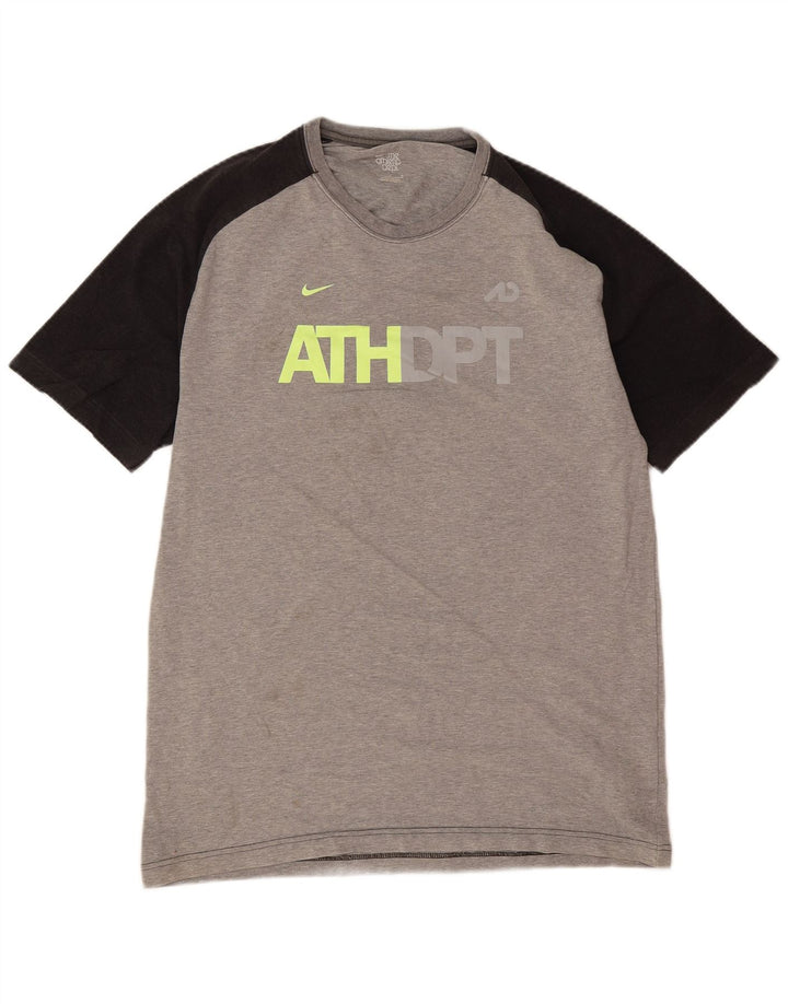 Nike Herren-T-Shirt mit Grafik, Größe L, Grau, Colourblock-Baumwolle