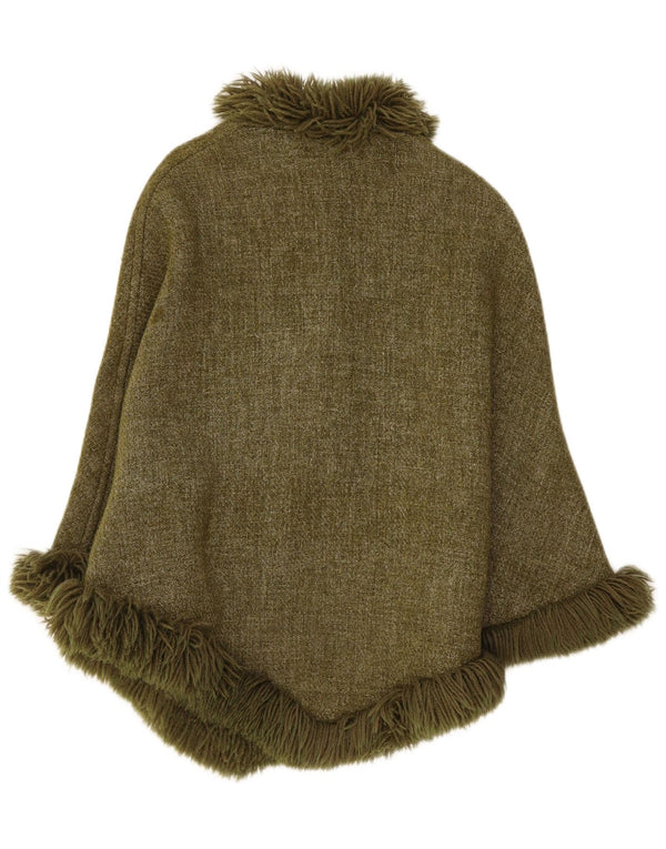 Vintage Damen Poncho Mantel Einheitsgröße Khaki