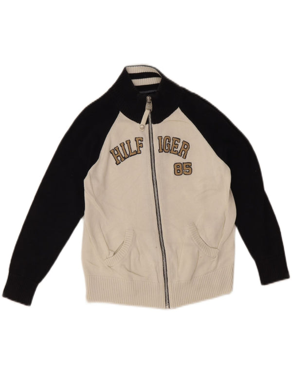 Tommy Hilfiger Strickjacke für Jungen, 4–5 Jahre, gebrochenes Weiß, Farbblock