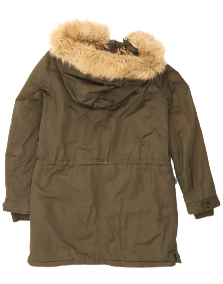 Zara Damen-Parka mit Kapuze, UK 14, mittleres Khaki, Polyester