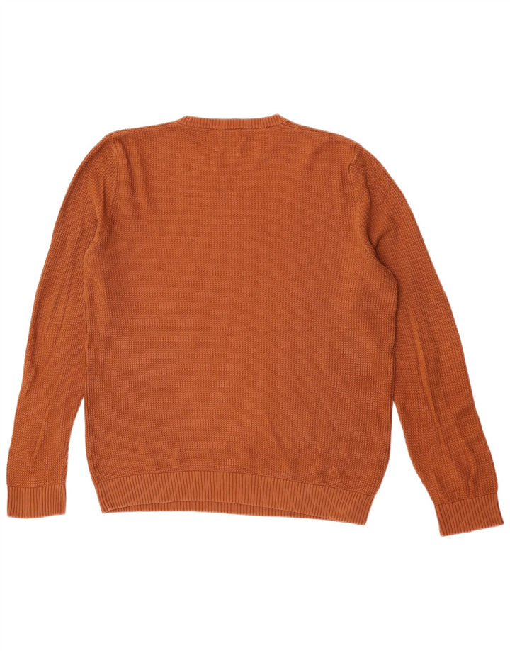 Zara Herren-Pullover mit Rundhalsausschnitt, groß, braune Baumwolle