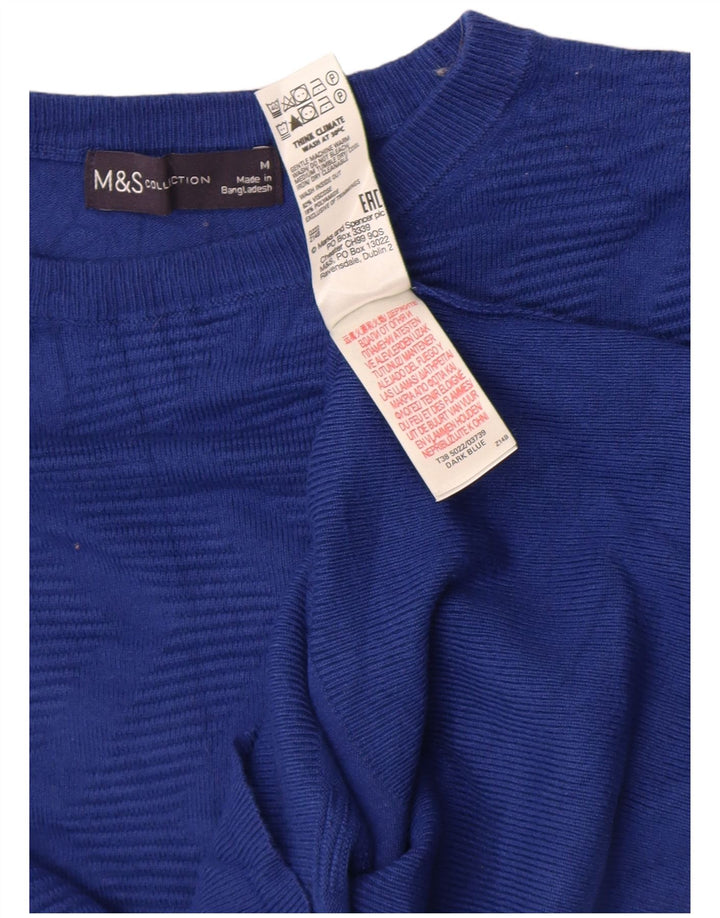 Marks & Spencer Damen-Pullover mit Rundhalsausschnitt, Gr. 14, mittelblau, geometrisch