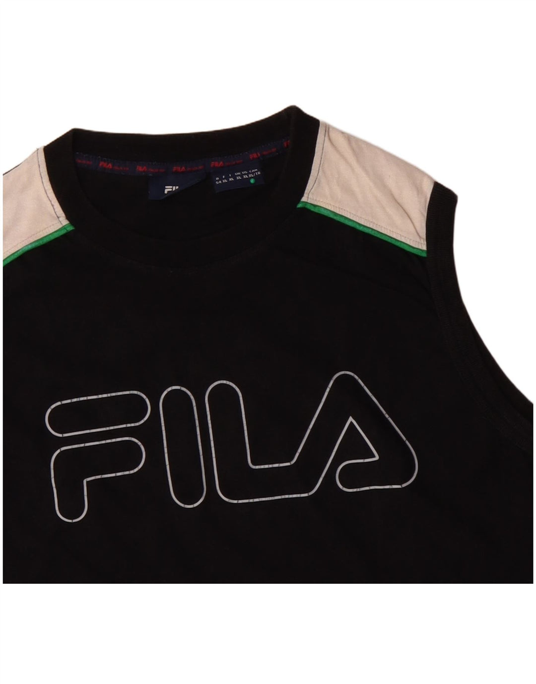 FILA Herren Grafik-Weste-Top XL, schwarze Colourblock-Baumwolle