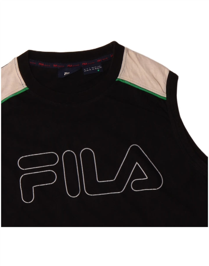 FILA Herren Grafik-Weste-Top XL, schwarze Colourblock-Baumwolle