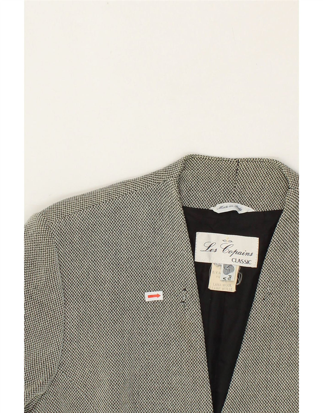 LES COPAINS Womens 1 Button Blazer Jacket UK 10 Small Grey Virgin Wool Vintage Les Copains and Second-Hand Les Copains from Messina Hembry 
