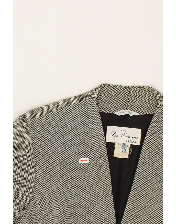 LES COPAINS Womens 1 Button Blazer Jacket UK 10 Small Grey Virgin Wool Vintage Les Copains and Second-Hand Les Copains from Messina Hembry 