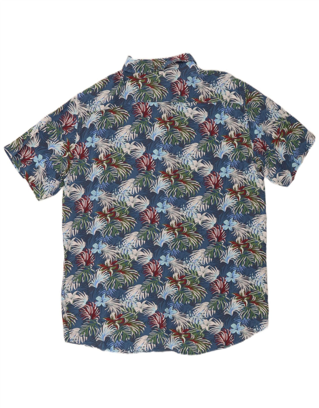 Mistral Herren Kurzarmhemd IT 48 Mittelblaue Viskose mit Blumenmuster