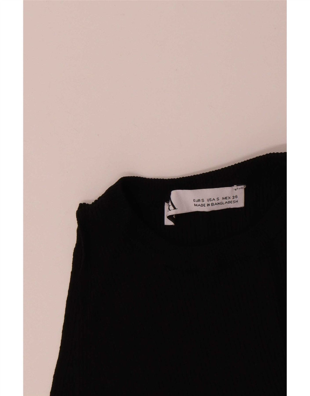 Zara Damen Crop Vest Top UK 8 Small Schwarze Viskose