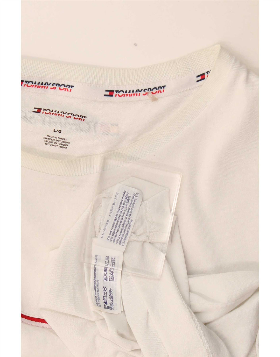 Tommy Hilfiger Herren T-Shirt Top Large Weiß Baumwolle