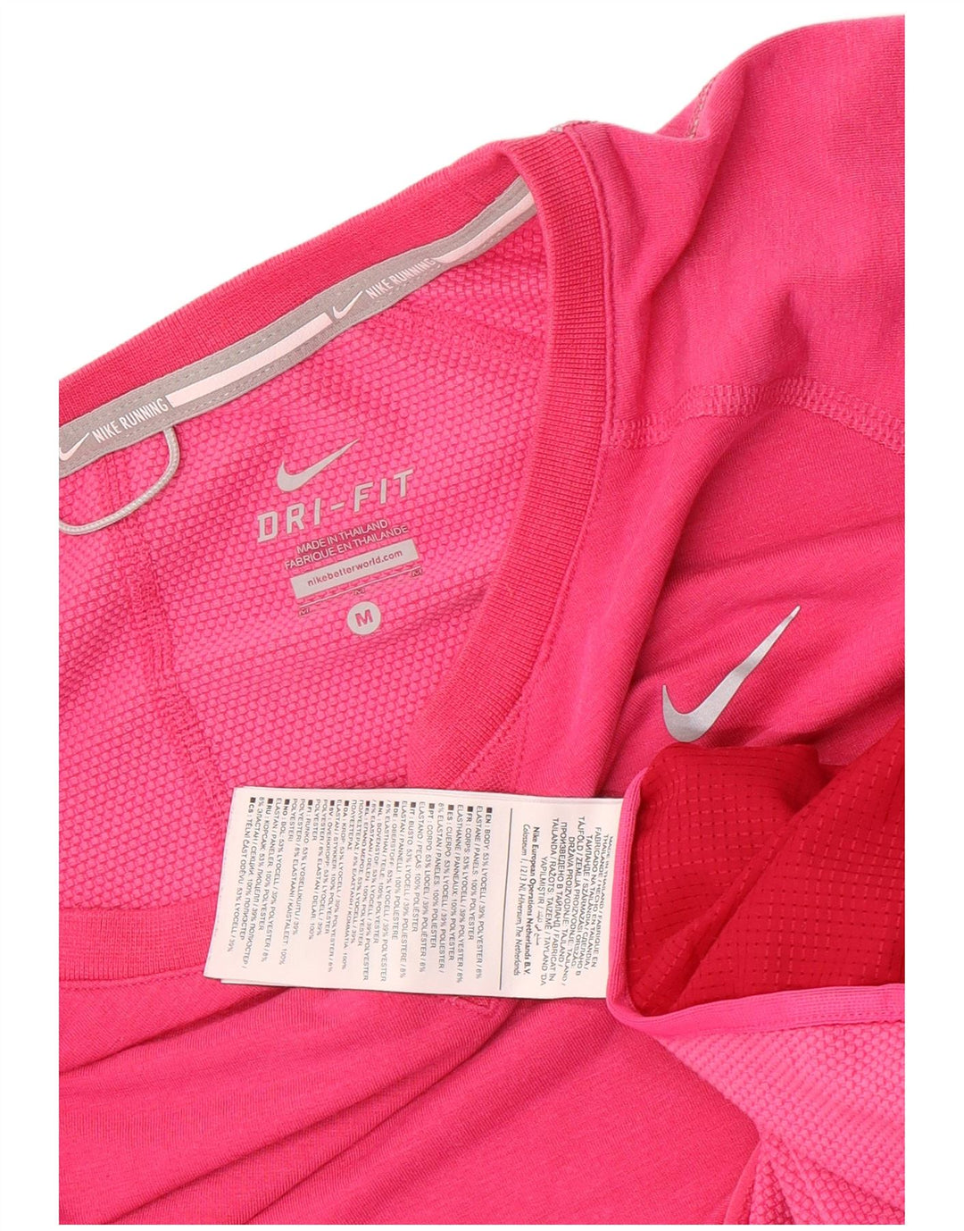 Nike Damen Dri Fit Top Langarm UK 14 Mittelrosa Colourblock Lyocell