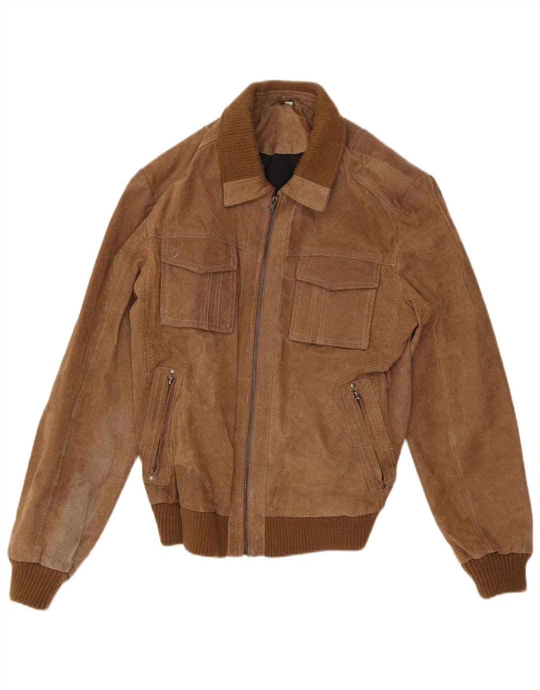 Reward Herren-Bomberjacke aus Wildleder, Größe 40, großes braunes Leder
