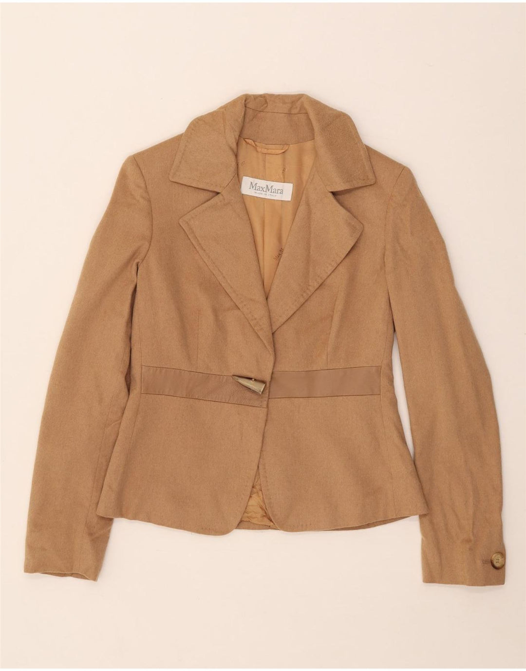 Max Mara Damen-Blazer mit 1 Knopf, Gr. 8, Beige, Kamelhaar
