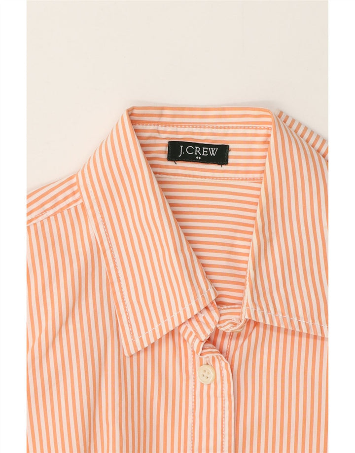 J. CREW Damen-Hemd mit 3/4-Ärmeln, UK 12, mittelorange Nadelstreifen-Baumwolle