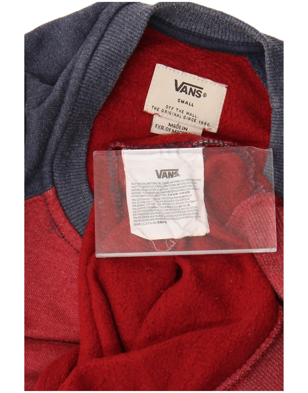 VANS Herren-Sweatshirt, Pullover, klein, rot, Colourblock-Baumwolle