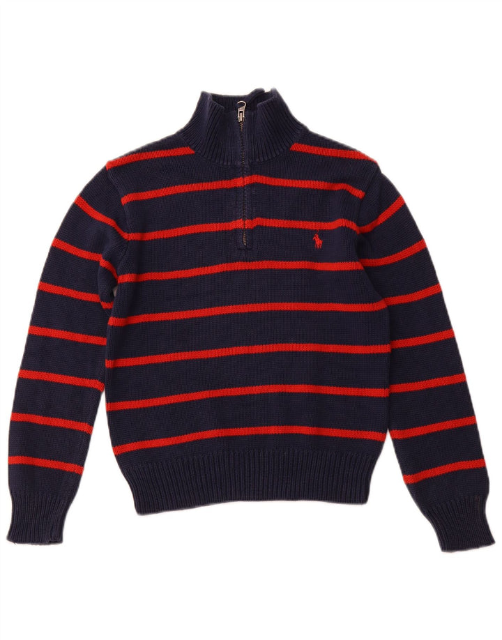 POLO RALPH LAUREN Jungen-Pullover mit Reißverschluss am Hals, 7–8 Jahre, Größe S, Marineblau