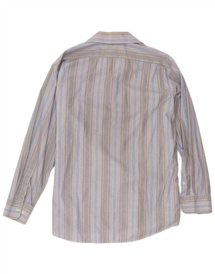 Lacoste Herrenhemd Größe 44 XL Blau gestreifte Baumwolle
