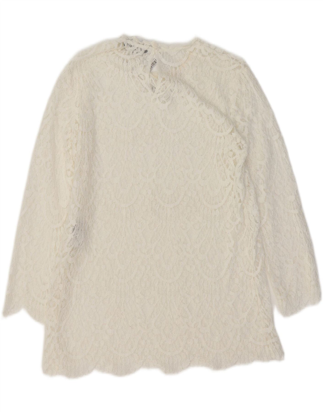 ZARA Damen Blusentop UK 12 Mittelweiße Baumwolle