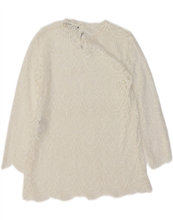 ZARA Damen Blusentop UK 12 Mittelweiße Baumwolle