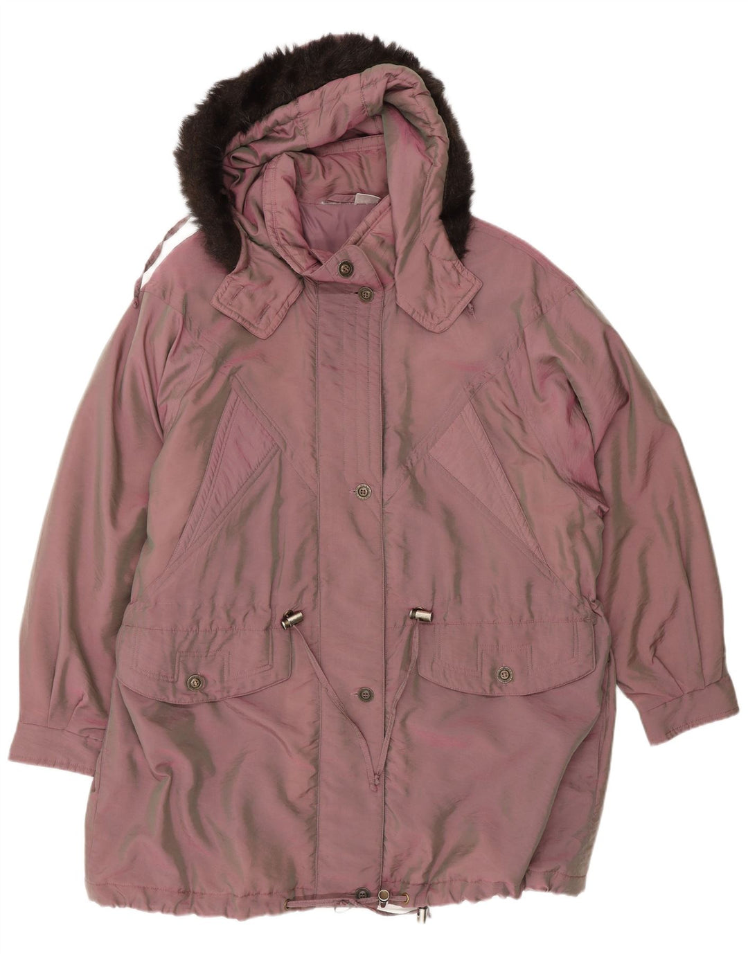 Vintage Damen Parka mit Kapuze, übergroß, EU 44, XL, Rosa