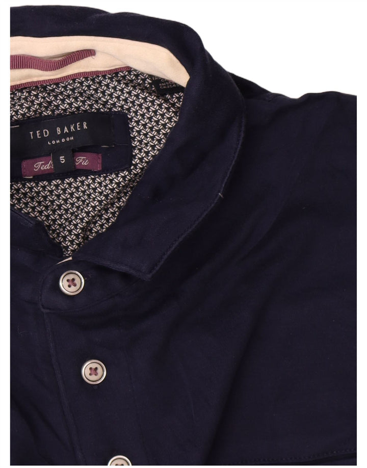 Ted Baker Herren-Poloshirt, Größe 5, XL, marineblaue Baumwolle