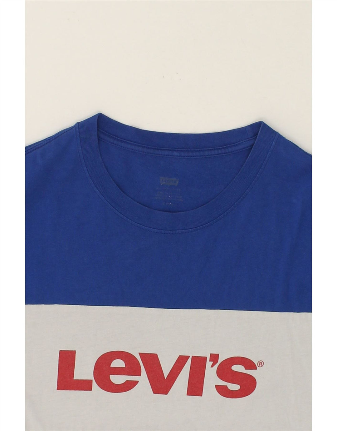 LEVI'S Mens Graphic T-Shirt Top Small Blue Colourblock Cotton Vintage Levi's and Second-Hand Levi's from Messina Hembry 