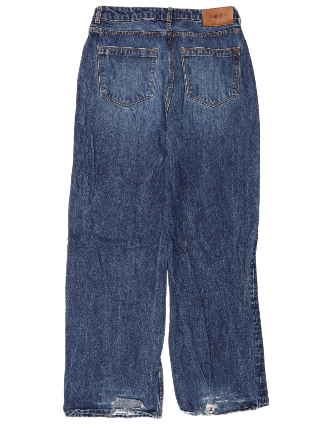 Reiss Herren Distressed Jeans mit weitem Bein, W30 L33, blaue Viskose