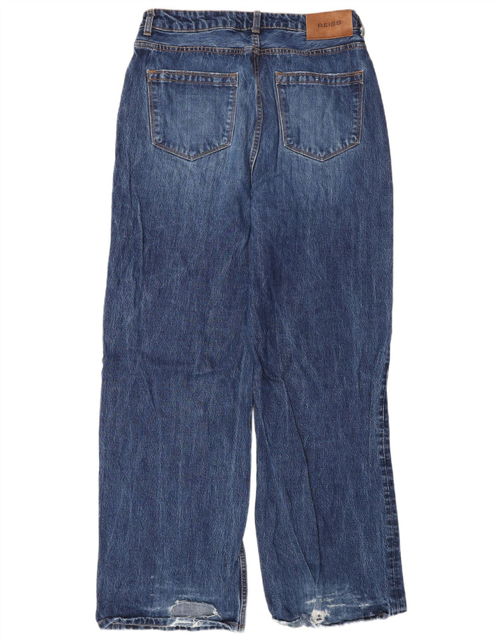 Reiss Herren Distressed Jeans mit weitem Bein, W30 L33, blaue Viskose