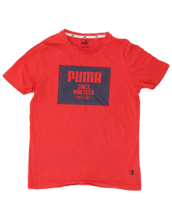 Puma Herren Grafik T-Shirt Top Small Rot Baumwolle