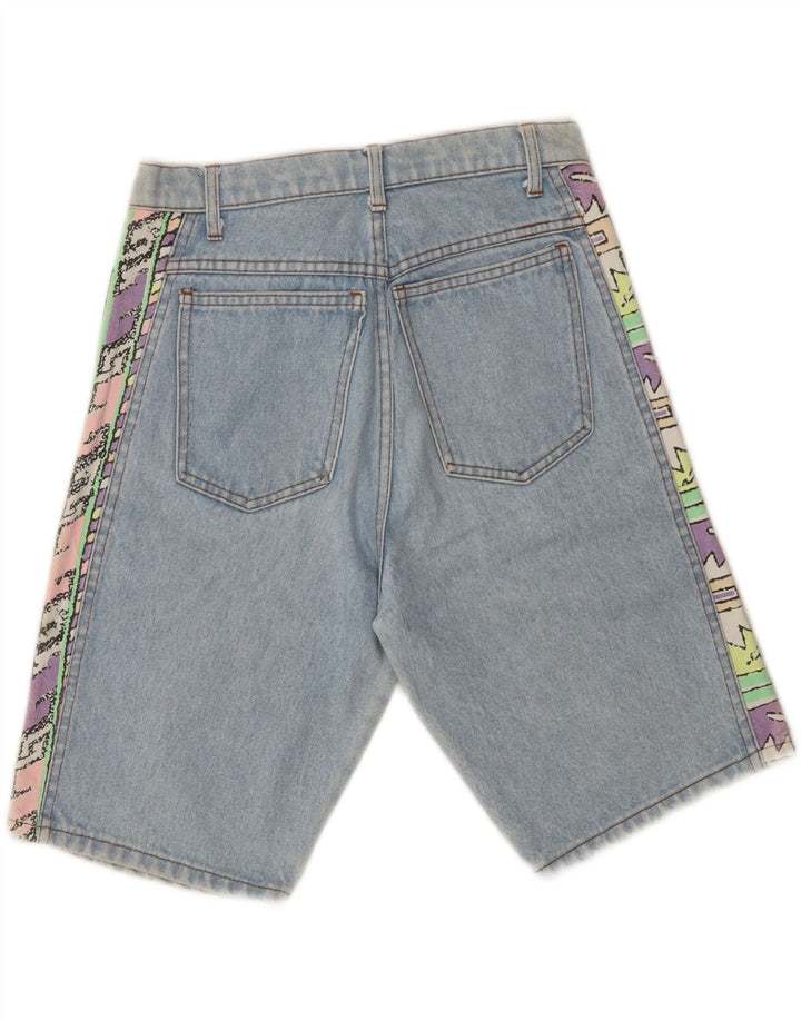 VINTAGE Womens Denim Shorts IT 44 Medium W28 Blue Geometric Cotton