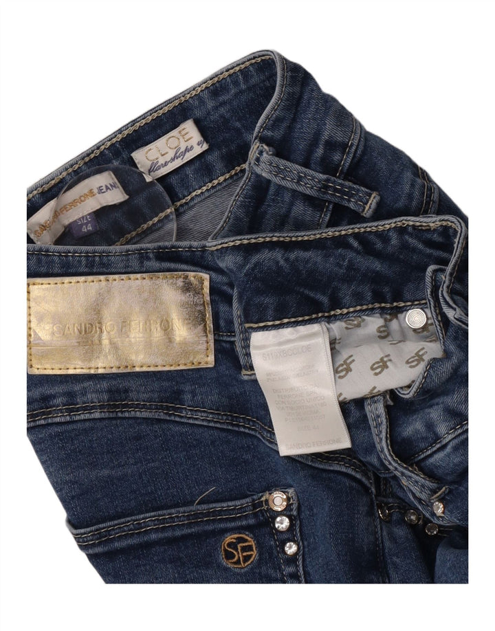 Sandro Ferrone Damen Schlagjeans IT 44 Medium W26 L32 Blaue Baumwolle