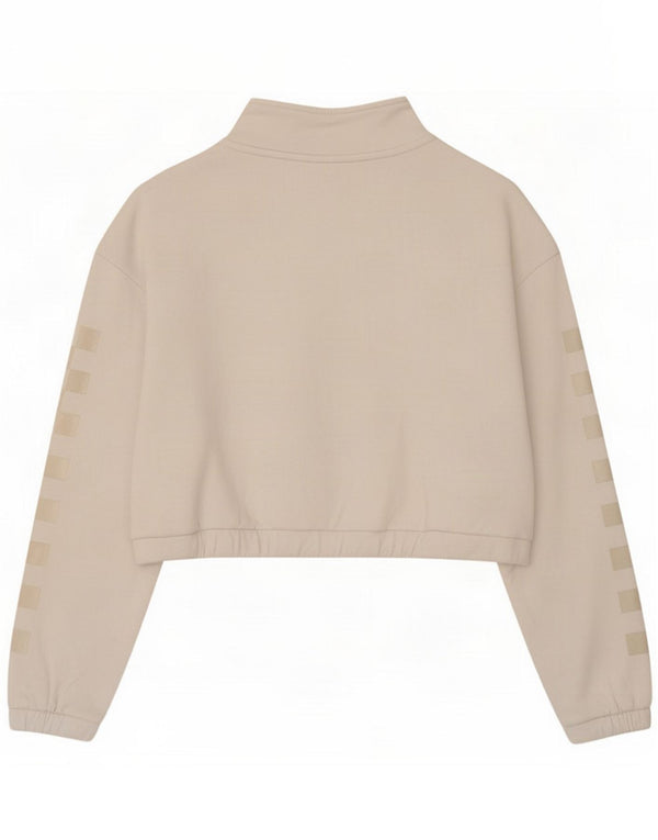 Vans Womens Oversized Crop Sweatshirt Pullover UK 10 Small White Geometrisch