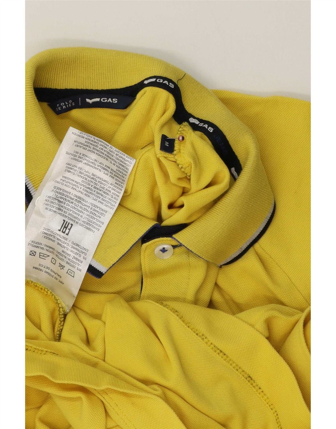 Gas Herren-Poloshirt aus mittelgelber, gestreifter Baumwolle