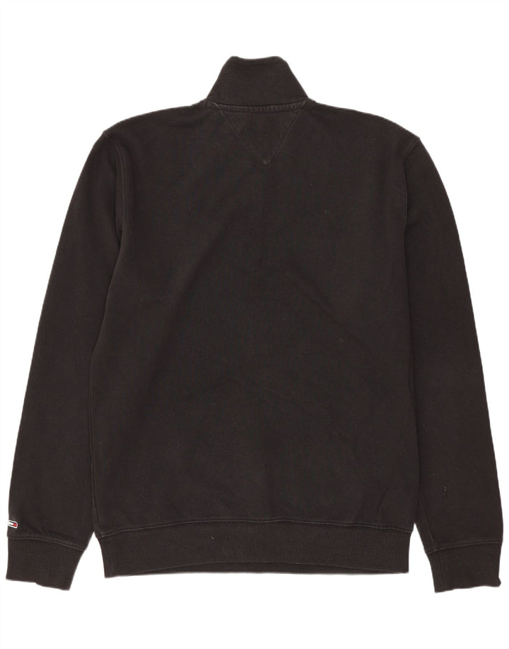 TOMMY HILFIGER Herren-Sweatshirt mit Reißverschluss am Hals, mittlere schwarze Baumwolle