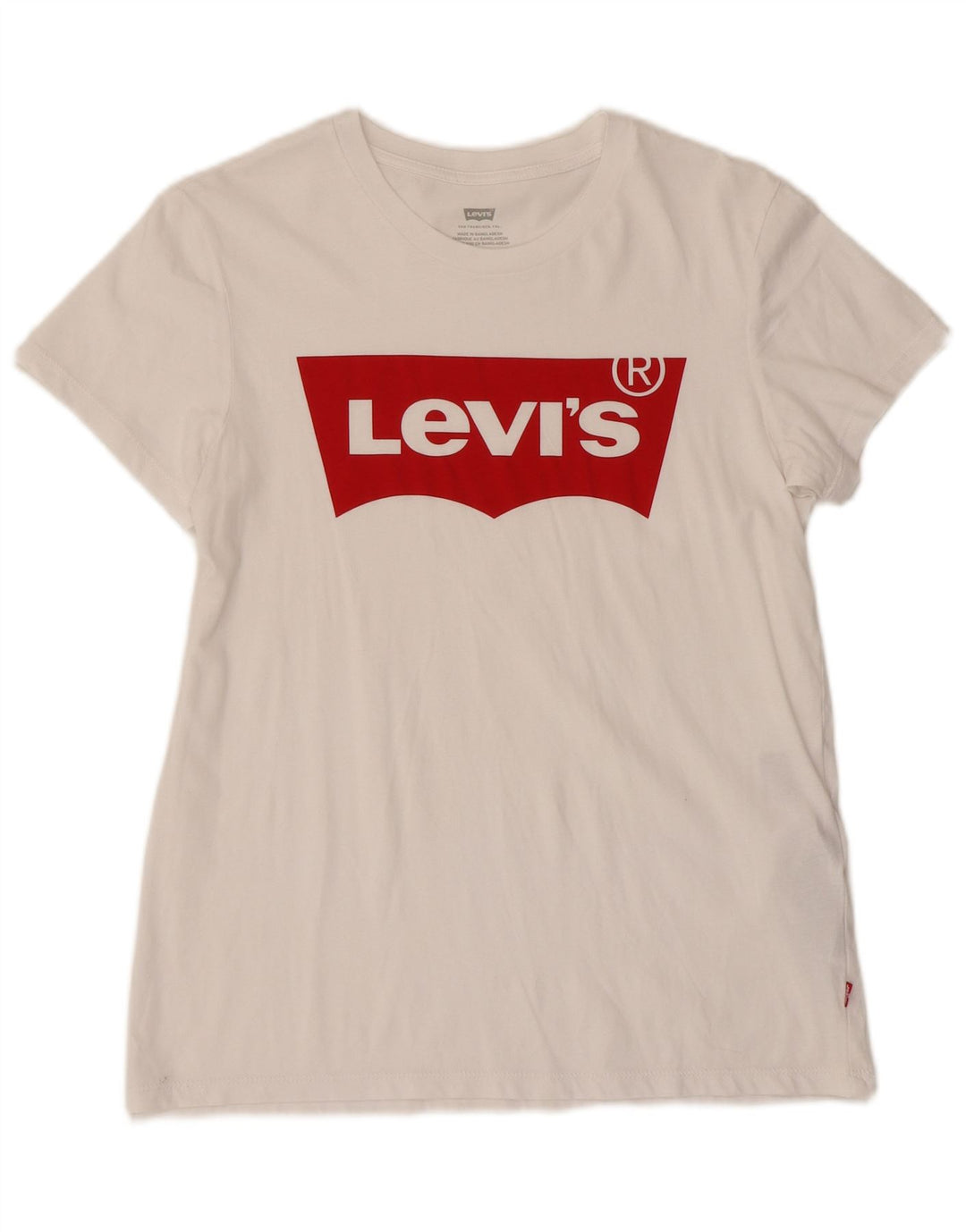 LEVI'S Damen-T-Shirt mit Grafik, UK 10, Größe S, weiße Baumwolle