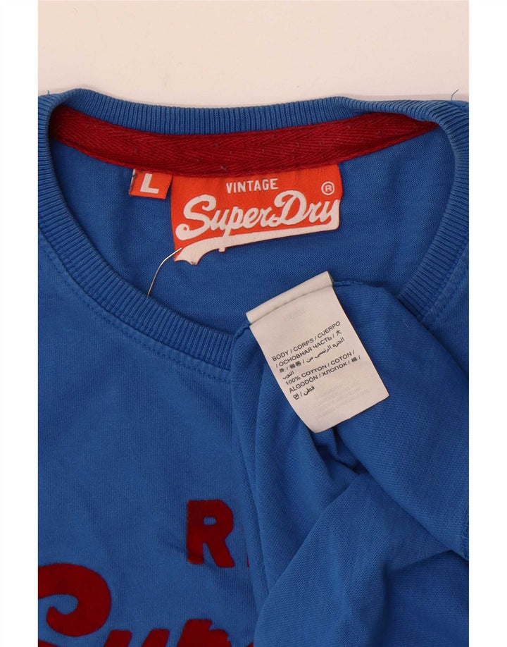 Superdry Herren-T-Shirt mit Grafik, Größe L, aus blauer Baumwolle