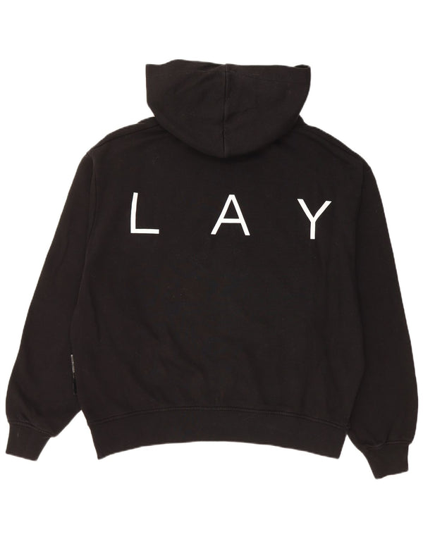 REPLAY Damen-Pullover mit übergroßem grafischem Kapuzenpullover, Gr. 10, Größe S, Schwarz, Baumwolle