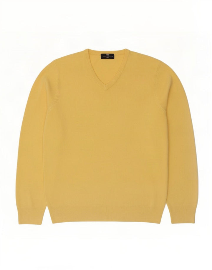 Marks & Spencer Herren-Pullover mit V-Ausschnitt, mittelgelbes Acryl