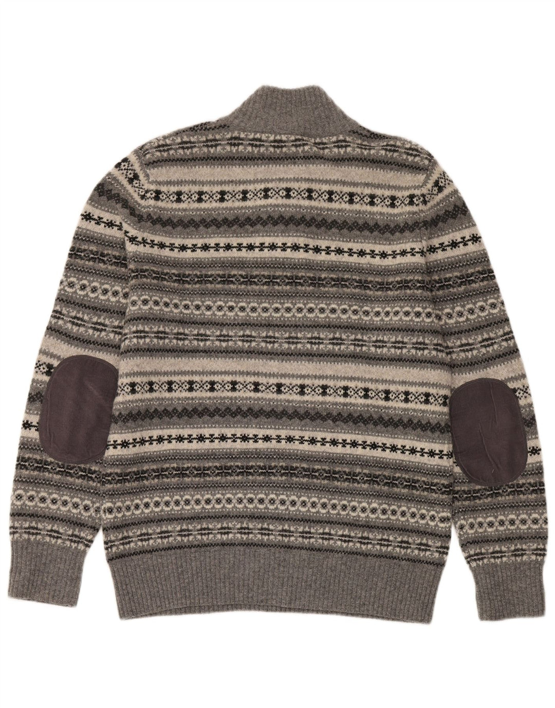 Crew Clothing Herren-Pullover mit Knopfkragen, Größe L, Grau, Fair Isle