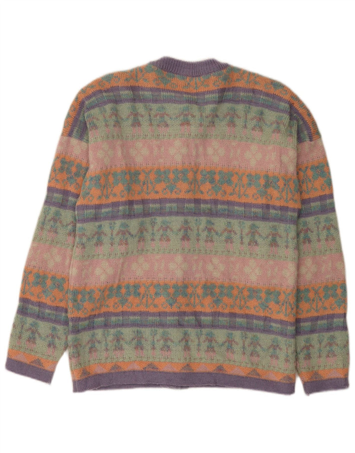 Vintage Damen Cardigan Pullover UK 12 Medium Mehrfarbig Fair Isle