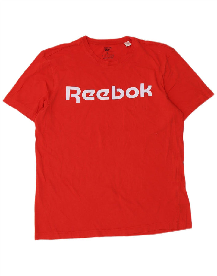 Reebok Herren Grafik-T-Shirt-Oberteil, groß, rote Baumwolle